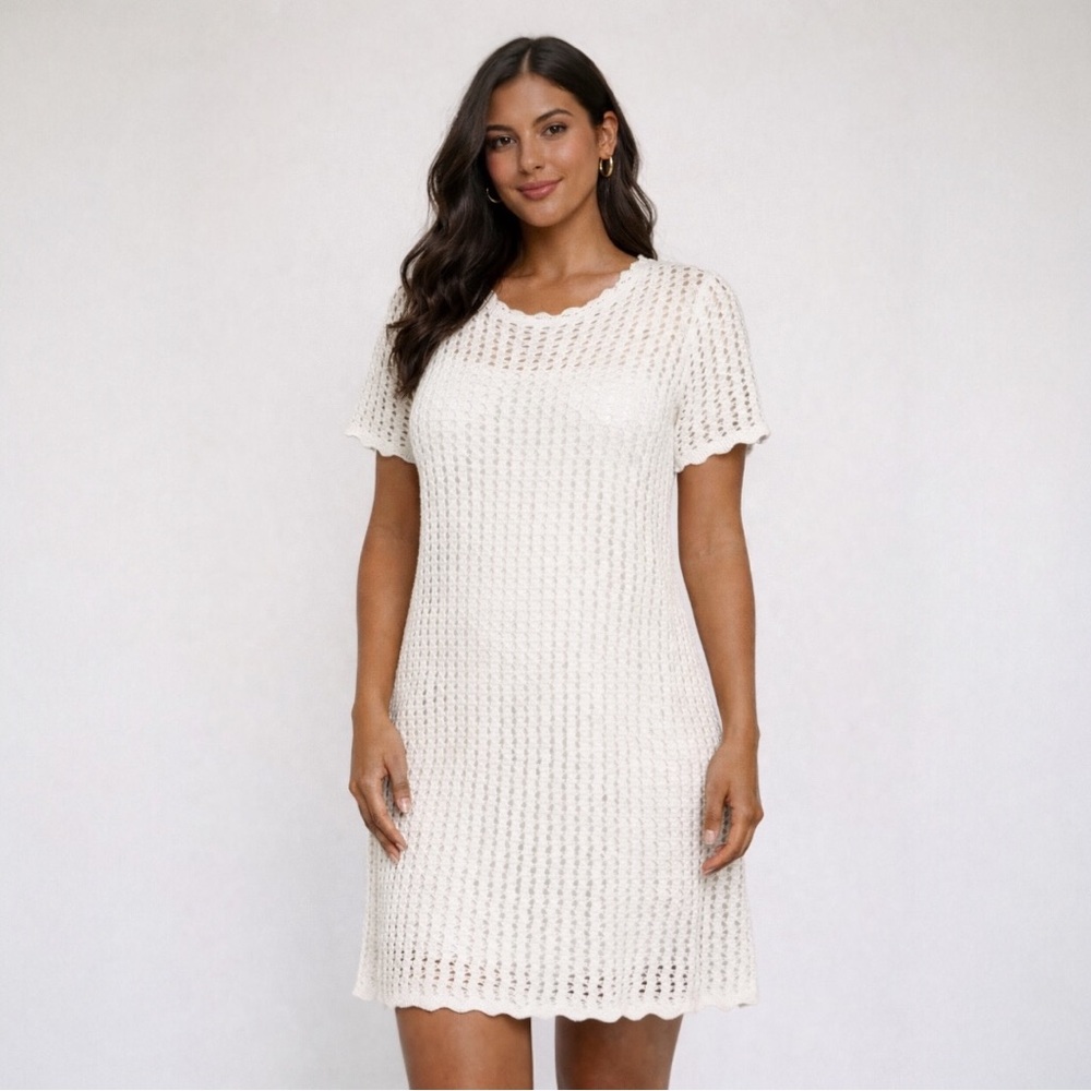 GAP Cream Crochet Cover Up Dress Size L Vacation Beach